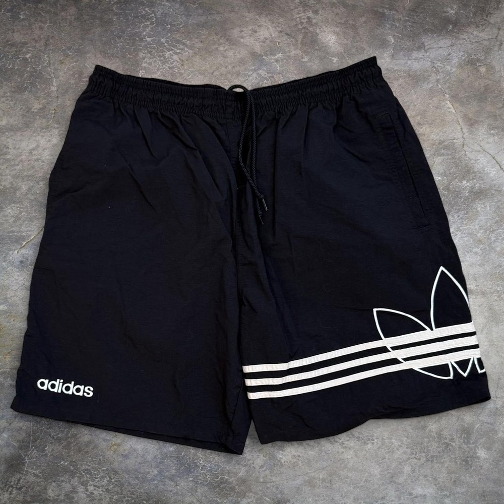 Vintage Adidas 3 Stripes Black Nylon Shorts Men's Size XL Trefoil 90s Y2K Beach